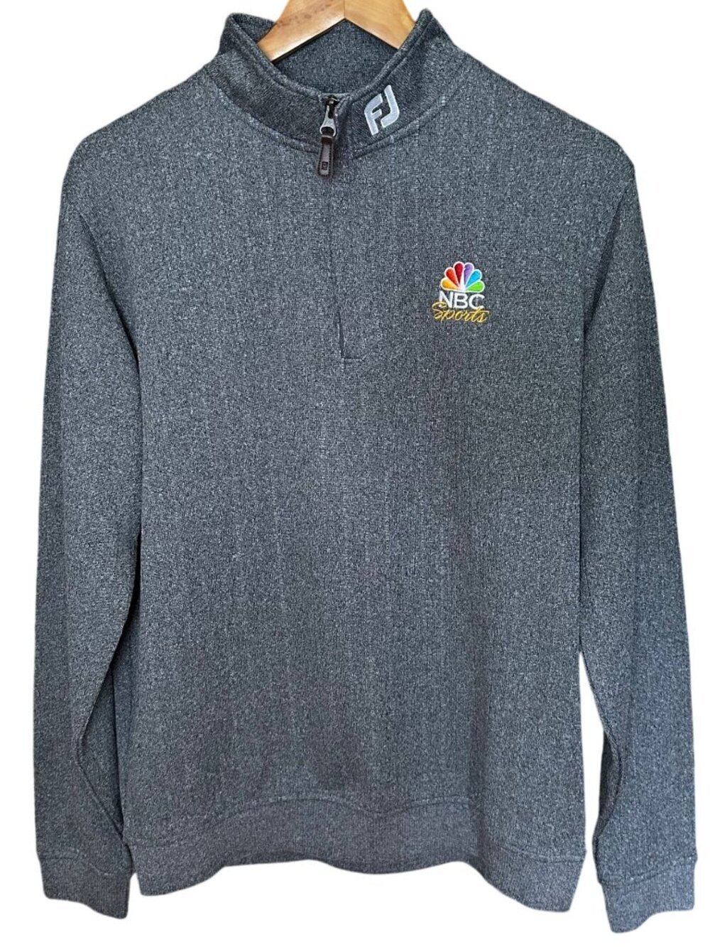 FootJoy Quarter Zip Pullover FJ Mens Medium Gray NBC Sports Logo Golf